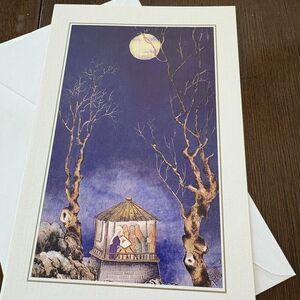 Merry Christmas Nativity & Moon Holiday Blessings & Wishes Folded Greetings Card